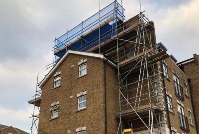 Gable Scaffolding Installed for Roof Access and Support