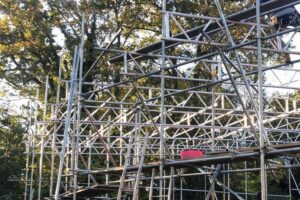 Temporary Roofing Scaffold System Installed on Construction Site