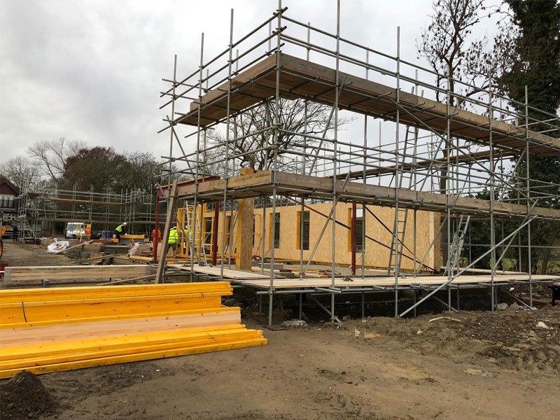Timber Frame Scaffolding Installation on Residential Building Site
